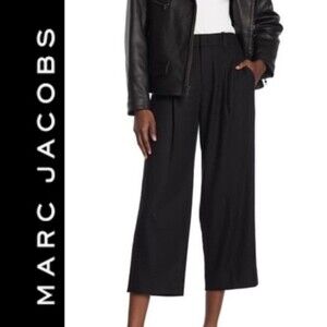 Marc Jacobs Pleated Front Flannel Culottes Pants In Black Size 2